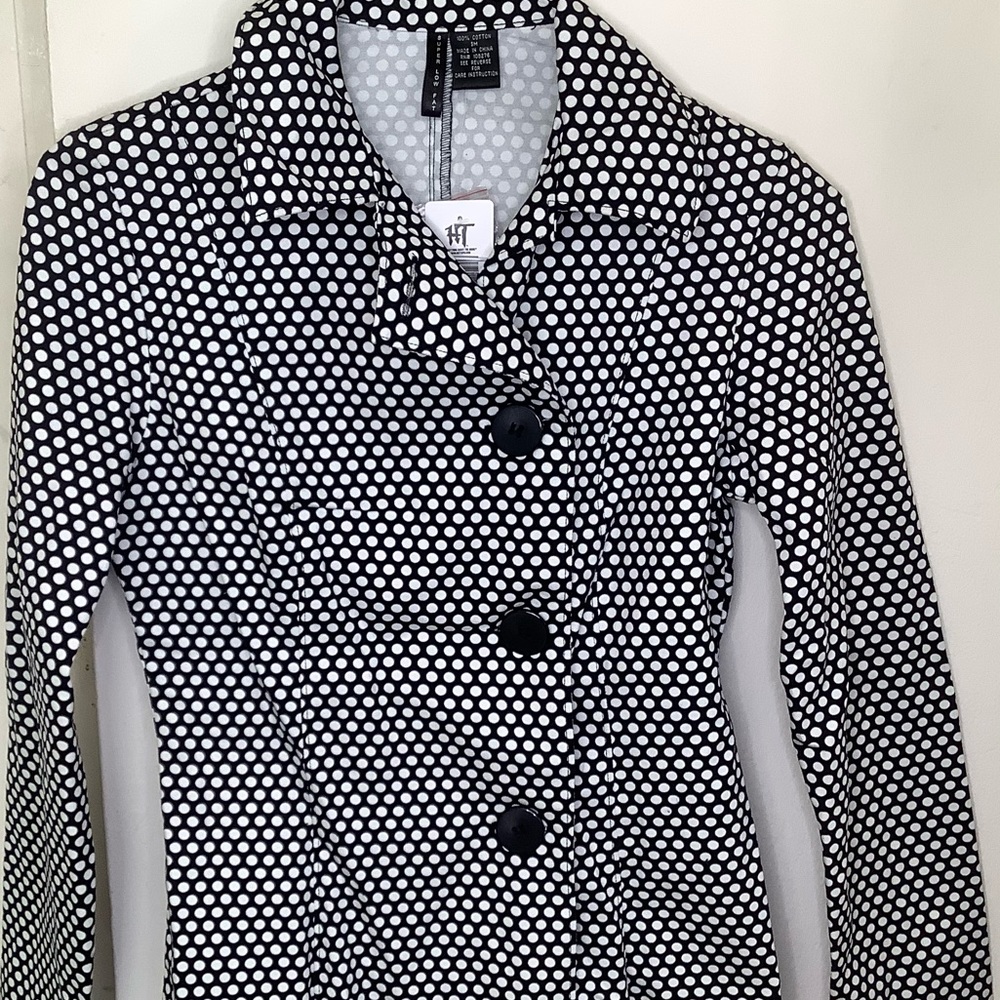 🆕 Super low fat hot topic polkadot peacoat jacket